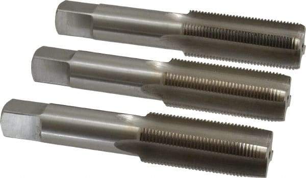 Interstate - M22x1.50 Metric Fine, 4 Flute, Bottoming, Plug & Taper, Bright Finish, High Speed Steel Tap Set - Right Hand Cut, 4-11/16" OAL, 2-7/32" Thread Length - Eagle Tool & Supply