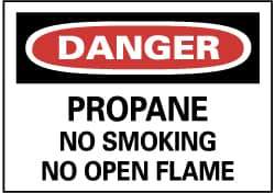 NMC - "Danger - Propane - No Smoking - No Open Flame", 10" Long x 14" Wide, Rigid Plastic Safety Sign - Rectangle, 0.05" Thick, Use for Accident Prevention - Eagle Tool & Supply