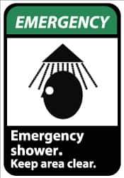 NMC - "Emergency - Emergency Shower - Keep Area Clear", 14" Long x 10" Wide, Aluminum Safety Sign - Rectangle, 0.04" Thick, Use for First Aid - Eagle Tool & Supply