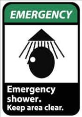 NMC - "Emergency - Emergency Shower - Keep Area Clear", 14" Long x 10" Wide, Aluminum Safety Sign - Rectangle, 0.04" Thick, Use for First Aid - Eagle Tool & Supply