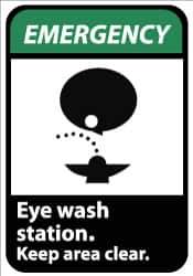 NMC - "Emergency - Eye Wash Station - Keep Area Clear", 14" Long x 10" Wide, Aluminum Safety Sign - Rectangle, 0.04" Thick, Use for First Aid - Eagle Tool & Supply