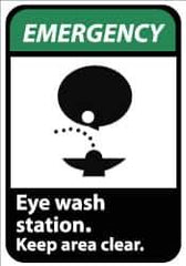 NMC - "Emergency - Eye Wash Station - Keep Area Clear", 14" Long x 10" Wide, Aluminum Safety Sign - Rectangle, 0.04" Thick, Use for First Aid - Eagle Tool & Supply