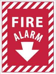 NMC - Fire Alarm, Pressure Sensitive Vinyl Fire Sign - 9" Wide x 12" High - Eagle Tool & Supply