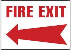 NMC - Fire Exit, Pressure Sensitive Vinyl Fire Sign - 14" Wide x 10" High - Eagle Tool & Supply