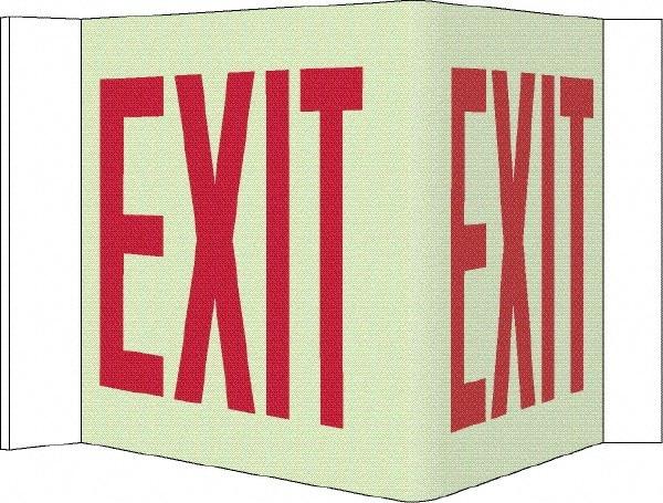 NMC - Exit, Acrylic Exit Sign - 14-1/2" Wide x 8" High, Glow-in-the-Dark - Eagle Tool & Supply