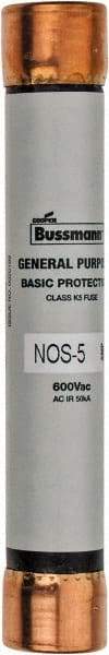 Cooper Bussmann - 600 VAC, 5 Amp, Fast-Acting General Purpose Fuse - Fuse Holder Mount, 127mm OAL, 50 at AC/DC kA Rating, 13/16" Diam - Eagle Tool & Supply