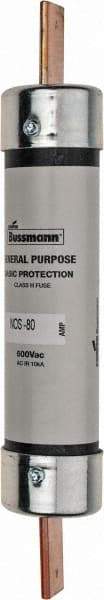 Cooper Bussmann - 600 VAC, 80 Amp, Fast-Acting General Purpose Fuse - Bolt-on Mount, 7-7/8" OAL, 10 (RMS Symmetrical) kA Rating, 1-5/16" Diam - Eagle Tool & Supply