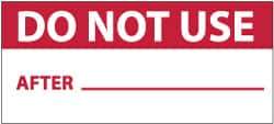 NMC - "Do Not Use - After___", 1" Long x 2-1/4" Wide, Pressure-Sensitive Vinyl Safety Sign - Rectangle, 0.004" Thick, Use for Inspection, Testing & Accident Data - Eagle Tool & Supply