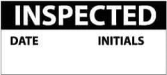 NMC - "Inspected - Date Initials", 1" Long x 2-1/4" Wide, Pressure-Sensitive Vinyl Safety Sign - Rectangle, 0.004" Thick, Use for Inspection, Testing & Accident Data - Eagle Tool & Supply