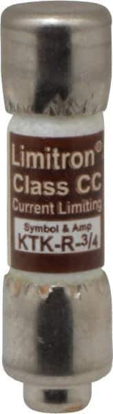 Cooper Bussmann - 600 VAC, 0.75 Amp, Fast-Acting General Purpose Fuse - Fuse Holder Mount, 1-1/2" OAL, 200 at AC (RMS) kA Rating, 13/32" Diam - Eagle Tool & Supply