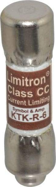 Cooper Bussmann - 600 VAC, 6 Amp, Fast-Acting General Purpose Fuse - Fuse Holder Mount, 1-1/2" OAL, 200 at AC (RMS) kA Rating, 13/32" Diam - Eagle Tool & Supply