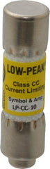 Cooper Bussmann - 150 VDC, 600 VAC, 10 Amp, Time Delay General Purpose Fuse - Fuse Holder Mount, 1-1/2" OAL, 20 at DC, 200 at AC (RMS) kA Rating, 13/32" Diam - Eagle Tool & Supply