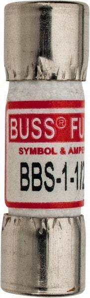 Cooper Bussmann - 600 VAC, 1.5 Amp, Fast-Acting General Purpose Fuse - Fuse Holder Mount, 1-3/8" OAL, 10 at AC kA Rating, 13/32" Diam - Eagle Tool & Supply