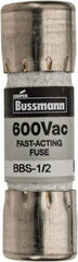 Cooper Bussmann - 600 VAC, 0.5 Amp, Fast-Acting General Purpose Fuse - Fuse Holder Mount, 1-3/8" OAL, 10 at AC kA Rating, 13/32" Diam - Eagle Tool & Supply