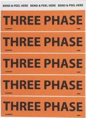 NMC - Electrical Markers Label - Legend: Three Phase, English, Black & Orange, 4-1/2" Long x 1-1/8" High, Sign Muscle Finish - Eagle Tool & Supply