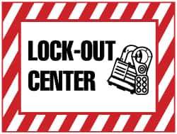 NMC - "Lock-Out Center", 7" Long x 10" Wide, Rigid Plastic Safety Sign - Rectangle, 0.05" Thick, Use for Accident Prevention - Eagle Tool & Supply