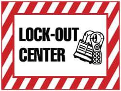 NMC - "Lock-Out Center", 7" Long x 10" Wide, Rigid Plastic Safety Sign - Rectangle, 0.05" Thick, Use for Accident Prevention - Eagle Tool & Supply