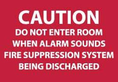 NMC - Caution - Do Not Enter Room When Alarm Sounds - Fire Suppression System Being Discharged, Plastic Fire Sign - 10" Wide x 7" High - Eagle Tool & Supply