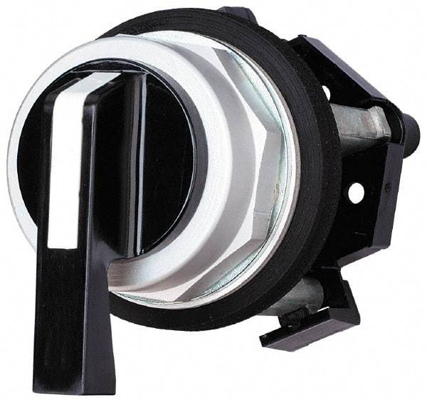 Eaton Cutler-Hammer - 30-1/2mm Mount Hole, 3 Position, Lever Operated, Selector Switch Only - Black, Momentary (MO) - Maintained (MA) - Maintained (MA), Nonilluminated, Oil and Watertight - Eagle Tool & Supply