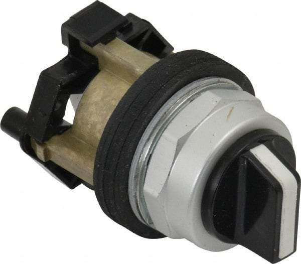 Eaton Cutler-Hammer - 30-1/2mm Mount Hole, 3 Position, Knob Operated, Selector Switch Only - Black, Maintained (MA) - Maintained (MA) - Momentary (MO), Nonilluminated, Oil and Watertight - Eagle Tool & Supply