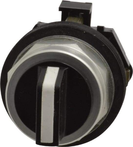 Eaton Cutler-Hammer - 30-1/2mm Mount Hole, 3 Position, Knob Operated, Selector Switch Only - Black, Momentary (MO) - Maintained (MA) - Momentary (MO), Nonilluminated, Oil and Watertight - Eagle Tool & Supply