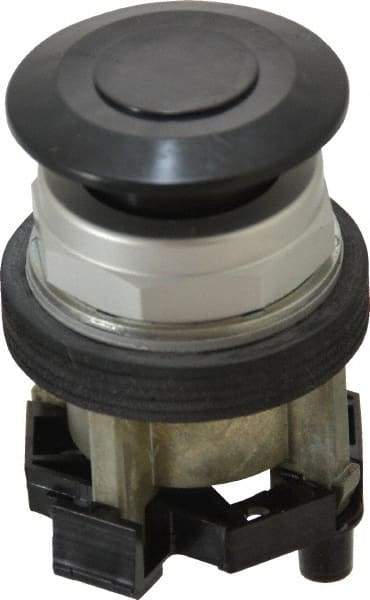 Eaton Cutler-Hammer - 30-1/2mm Mount Hole, Extended Mushroom Head, Pushbutton Switch Only - Round, Black Pushbutton, Nonilluminated, Maintained (MA), Corrosion Resistant, Oiltight and Watertight - Eagle Tool & Supply