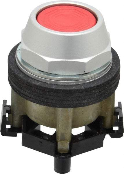 Eaton Cutler-Hammer - 30-1/2mm Mount Hole, Flush, Pushbutton Switch Only - Round, Red Pushbutton, Nonilluminated, Momentary (MO), Corrosion Resistant, Oiltight and Watertight - Eagle Tool & Supply