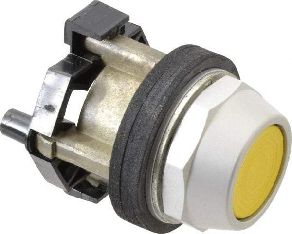 Eaton Cutler-Hammer - 30-1/2mm Mount Hole, Flush, Pushbutton Switch - Yellow Pushbutton, Nonilluminated, Momentary (MO) - Eagle Tool & Supply