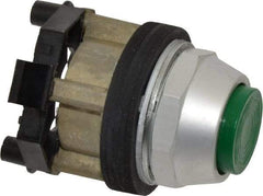 Eaton Cutler-Hammer - 30-1/2mm Mount Hole, Extended Straight, Pushbutton Switch Only - Round, Green Pushbutton, Nonilluminated, Momentary (MO), Corrosion Resistant, Oiltight and Watertight - Eagle Tool & Supply