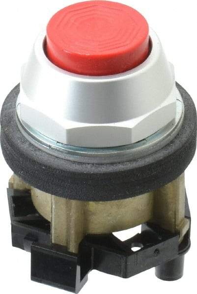 Eaton Cutler-Hammer - 30-1/2mm Mount Hole, Extended Straight, Pushbutton Switch Only - Round, Red Pushbutton, Nonilluminated, Momentary (MO), Corrosion Resistant, Oiltight and Watertight - Eagle Tool & Supply