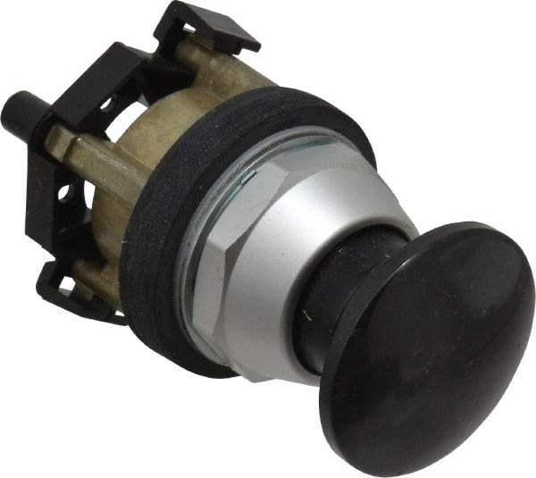 Eaton Cutler-Hammer - 30.5mm Mount Hole, 3035mm Extended Mushroom Head, Pushbutton Switch Only - Round, Black Pushbutton, Nonilluminated, Momentary (MO), Corrosion Resistant, Oiltight & Watertight - Eagle Tool & Supply