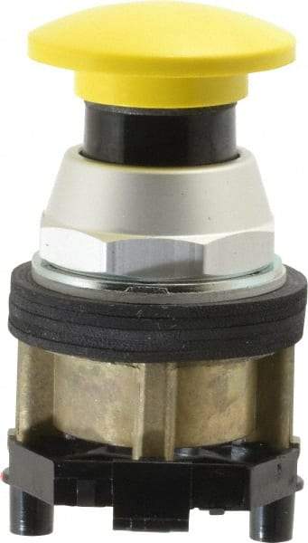 Eaton Cutler-Hammer - 30-1/2mm Mount Hole, Extended Mushroom Head, Pushbutton Switch - Yellow Pushbutton, Nonilluminated, Momentary (MO) - Eagle Tool & Supply