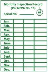 NMC - "Monthly Inspection Record", 3" Long x 2" Wide, Paper Safety Sign - Rectangle, Use for Inspection, Testing & Accident Data - Eagle Tool & Supply