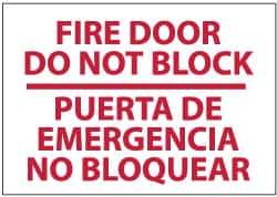 NMC - Fire Door - Do Not Block, Plastic Fire Sign - 14" Wide x 10" High, English/Spanish - Eagle Tool & Supply