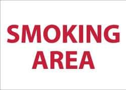 NMC - "Smoking Area", 10" Long x 14" Wide, Pressure-Sensitive Vinyl Safety Sign - Rectangle, 0.004" Thick, Use for Smoking Regulations - Eagle Tool & Supply