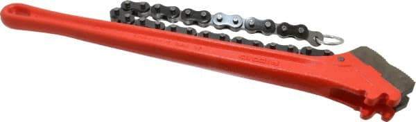 Ridgid - 2-1/2" Max Pipe Capacity, 20-1/4" Long, Chain Wrench - 5" Actual OD, 18" Handle Length - Eagle Tool & Supply