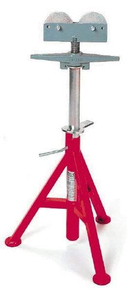 Ridgid - 12" Pipe Capacity, Adjustable Pipe Stand with 2 Roller Head - 23" to 41" High, 2,500 Lb Capacity - Eagle Tool & Supply