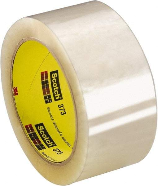 3M - 2" x 110 Yd Clear Rubber Adhesive Sealing Tape - Polypropylene Film Backing, 2.5 mil Thick, 60 Lb Tensile Strength, Series 373 - Eagle Tool & Supply