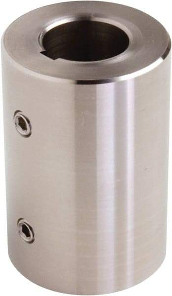 Climax Metal Products - 3/4" Inside x 1-1/2" Outside Diam, Set Screw Rigid Coupling with Keyway - 2" Long x 3/16" Keyway Width x 3/32" Keyway Depth - Eagle Tool & Supply