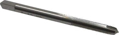Made in USA - #8-40 UNS, 2 Flute, Bright Finish, High Speed Steel Spiral Point Tap - Plug Chamfer, Right Hand Thread, 2-1/8" OAL, 3/4" Thread Length, 0.168" Shank Diam - Exact Industrial Supply