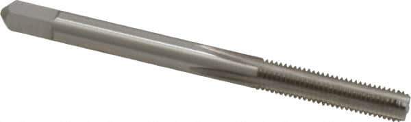 Made in USA - #8-40 UNS 4 Flute Bright Finish High Speed Steel Straight Flute Standard Hand Tap - Bottoming, Right Hand Thread, 2-1/8" OAL, 3/4" Thread Length, H2 Limit, Oversize - Exact Industrial Supply