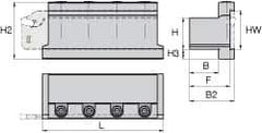 Kennametal - Tool Block Style A2TZN, 26mm Blade Height, 86mm OAL, 44mm OAH, Indexable Cutoff Blade Tool Block - 20mm Shank Height, 19mm Shank Width, Reversible, Series A2 Cut-Off - Eagle Tool & Supply