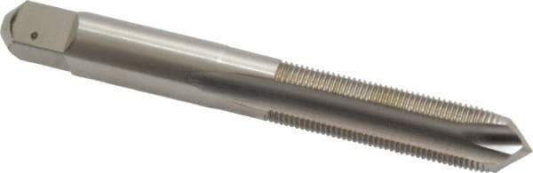 Made in USA - 3/8-32 UNEF, 3 Flute, Bright Finish, High Speed Steel Spiral Point Tap - Plug Chamfer, Right Hand Thread, 2-15/16" OAL, 1-1/4" Thread Length, 0.381" Shank Diam - Exact Industrial Supply