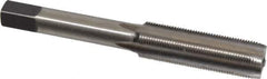 Made in USA - 7/16-32 UNS 4 Flute Bright Finish High Speed Steel Straight Flute Standard Hand Tap - Plug, Right Hand Thread, 3-5/32" OAL, H3 Limit, Oversize - Exact Industrial Supply