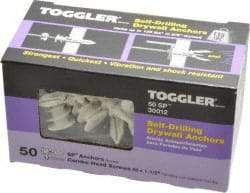 Toggler - #6 to 10 Screw, 5/16" Diam, 1-5/8" Long, 3/8 to 5/8" Thick, Self Drilling Drywall & Hollow Wall Anchor - Thermoplastic Alloy, Use in Drywall - Eagle Tool & Supply