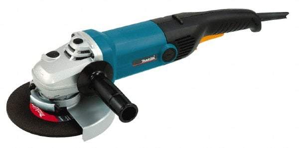 Makita - 7" Wheel Diam, 6,000 RPM, Corded Angle & Disc Grinder - 5/8-11 Spindle, 120 Volts, 15 Amps, Side Exhaust - Eagle Tool & Supply