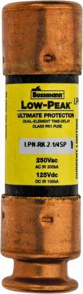 Cooper Bussmann - 125 VDC, 250 VAC, 2.25 Amp, Time Delay General Purpose Fuse - Fuse Holder Mount, 50.8mm OAL, 100 at DC, 300 at AC (RMS) kA Rating, 9/16" Diam - Eagle Tool & Supply