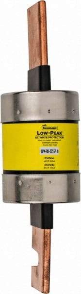 Cooper Bussmann - 250 VAC/VDC, 225 Amp, Time Delay General Purpose Fuse - Bolt-on Mount, 8-5/8" OAL, 100 at DC, 300 at AC (RMS) kA Rating, 2-1/16" Diam - Eagle Tool & Supply