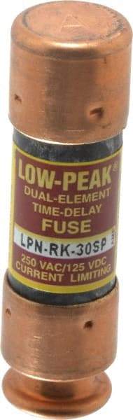 Cooper Bussmann - 125 VDC, 250 VAC, 30 Amp, Time Delay General Purpose Fuse - Fuse Holder Mount, 50.8mm OAL, 100 at DC, 300 at AC (RMS) kA Rating, 9/16" Diam - Eagle Tool & Supply