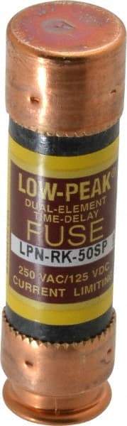 Cooper Bussmann - 125 VDC, 250 VAC, 50 Amp, Time Delay General Purpose Fuse - Fuse Holder Mount, 76.2mm OAL, 100 at DC, 300 at AC (RMS) kA Rating, 13/16" Diam - Eagle Tool & Supply